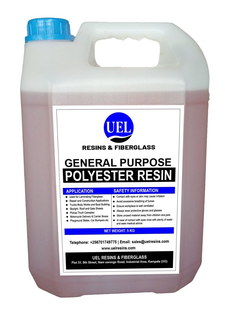 Buy general purpose polyester lay-up resin at the best prices at UEL RESINS & FIBERGLASS LTD and get delivery in Kampala and other towns in Uganda.  - Delivery can be made within East Africa in Rwanda, Burundi, DR Congo, Kenya, Tanzania and South Sudan